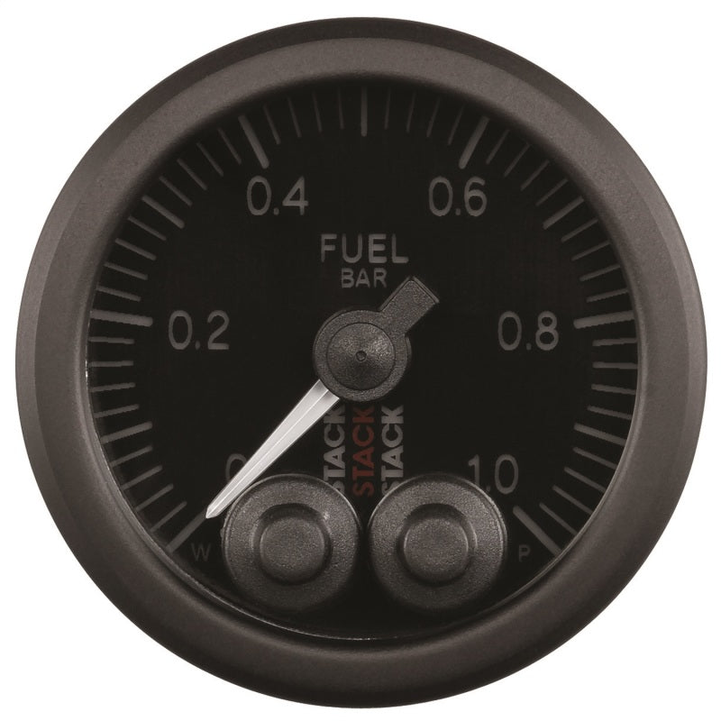 Autometer Stack 52mm 0-1 Bar M10 Male Pro-Control Fuel Pressure Gauge - Black - Burkken Auto Parts