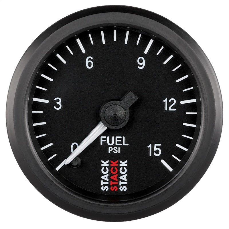 Autometer Stack 52mm 0-15 PSI 1/8in NPTF Male Pro Stepper Motor Fuel Pressure Gauge - Black - Burkken Auto Parts