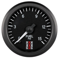 Autometer Stack 52mm 0-15 PSI 1/8in NPTF Male Pro Stepper Motor Fuel Pressure Gauge - Black - Burkken Auto Parts