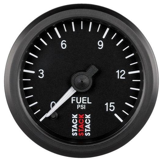 Autometer Stack 52mm 0-15 PSI 1/8in NPTF Male Pro Stepper Motor Fuel Pressure Gauge - Black - Burkken Auto Parts