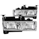 ANZO 1988-1998 Chevrolet C1500 Crystal Headlights Chrome w/o Bulbs - Burkken Auto Parts