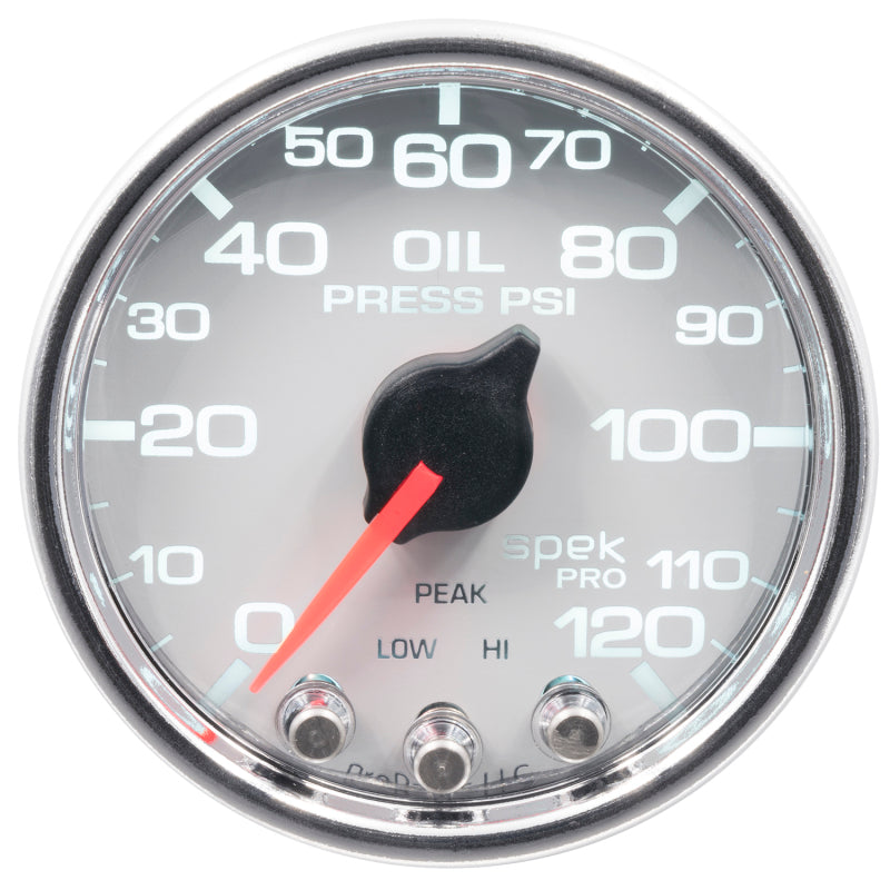Autometer Spek-Pro 2-1/16in 0-120 PSI Digital Stepper Motor w/Peak & Warn Oil Pressue Gauge - Burkken Auto Parts