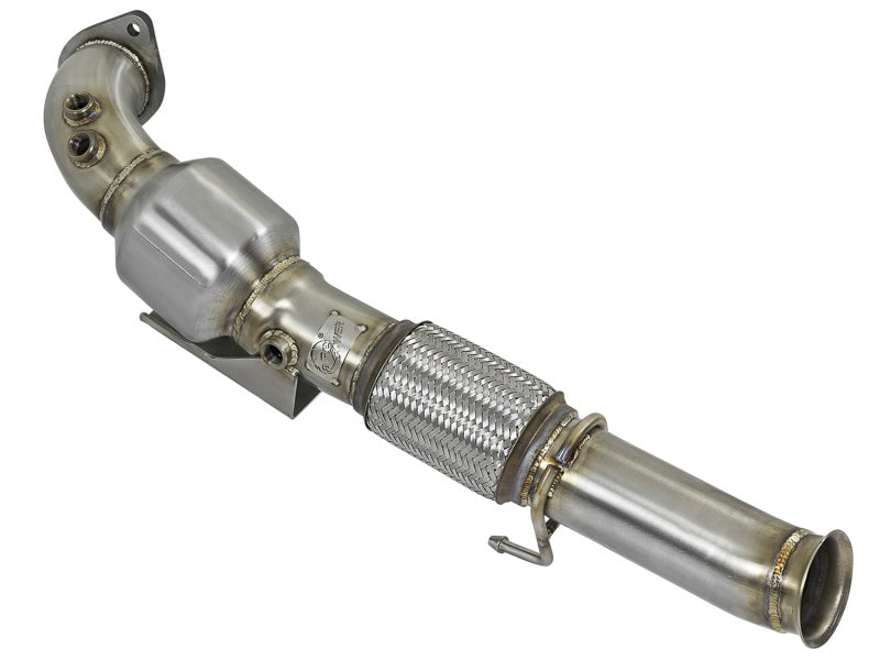 aFe Twisted Steel 3in. 304 SS Catted Series Downpipe 16-18 Ford Focus RS I4-2.3L (t) - Burkken Auto Parts