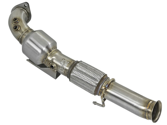 aFe Twisted Steel 3in. 304 SS Catted Series Downpipe 16-18 Ford Focus RS I4-2.3L (t) - Burkken Auto Parts