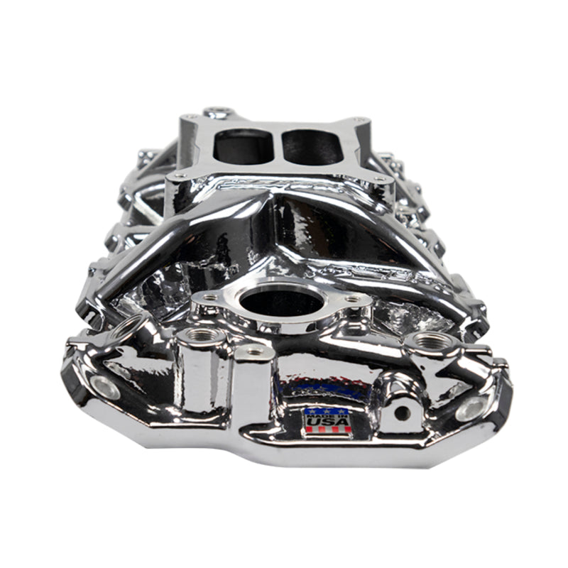 Edelbrock SBC Performer EPS Manifold - Chrome Plasma Coated - Burkken Auto Parts