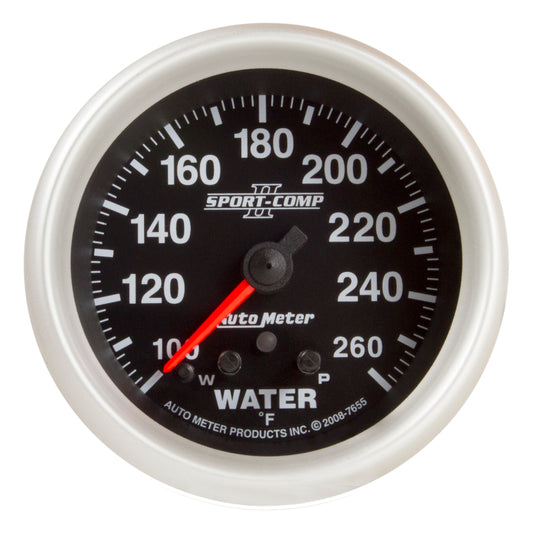 AutoMeter Gauge Water Temp 2-5/8in. 260 Deg. F Stepper Motor W/ Peak & Warn Sport-Comp II - Burkken Auto Parts
