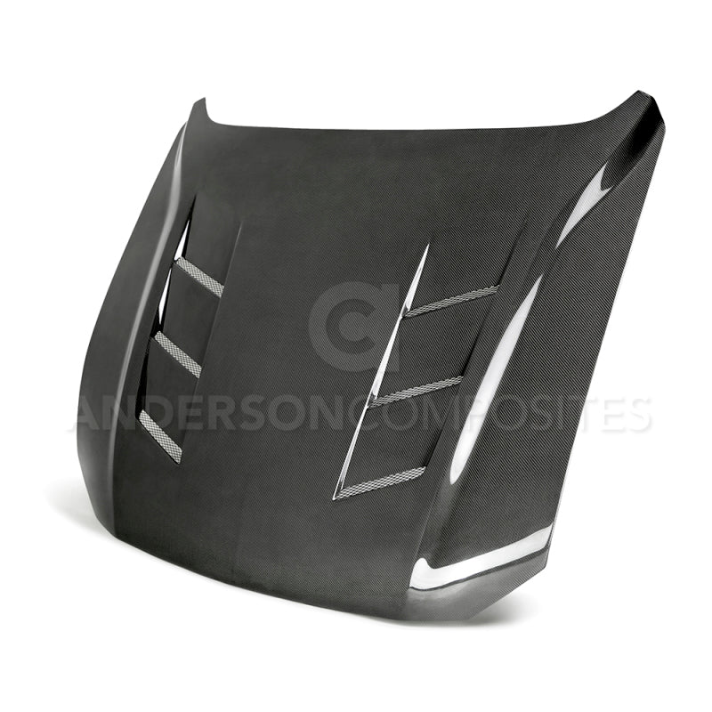 Anderson Composites 2018 Ford Mustang GT Type-SA Style Heat Extractor Double Sided Carbon Fiber Hood - Burkken Auto Parts