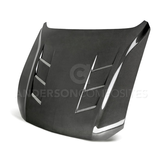 Anderson Composites 2018 Ford Mustang GT Type-SA Style Heat Extractor Double Sided Carbon Fiber Hood - Burkken Auto Parts