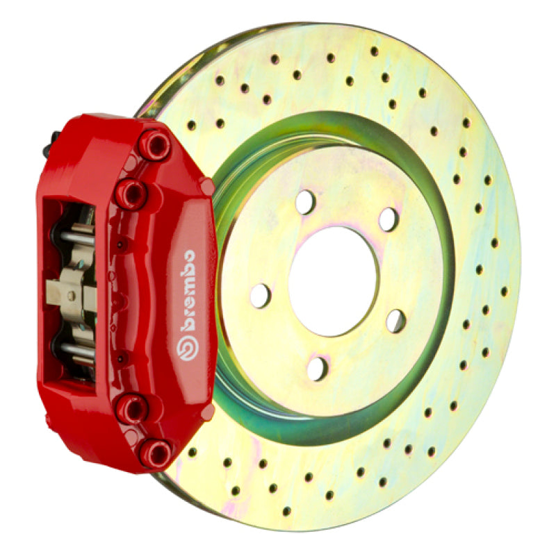 Brembo 87-91 M3 (E30) Front GT BBK 4 Piston Cast 2pc 330x28 1pc Rotor Drilled-Red - Burkken Auto Parts