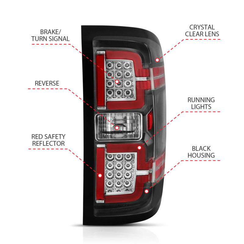 ANZO 2014-2018 Chevy Silverado 1500 LED Taillights Black - Burkken Auto Parts