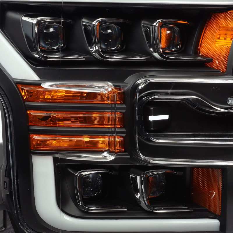 AlphaRex 17-20 Ford Raptor NOVA LED Proj Headlights Plank Style Matte Black w/Activ Light/Seq Signal - Burkken Auto Parts