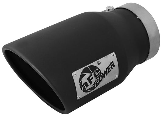 aFe MACHForce XP 5in 304 Stainless Steel Exhaust Tip 5 In x 7 Out x 12L in Bolt On Right - Black - Burkken Auto Parts