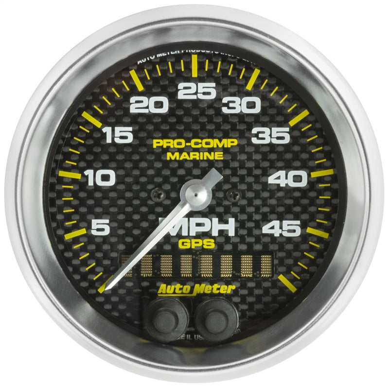 Autometer Marine Carbon Fiber 3-3/8in 50MPH GPS Speedometer Gauge - Burkken Auto Parts