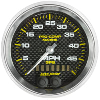 Autometer Marine Carbon Fiber 3-3/8in 50MPH GPS Speedometer Gauge - Burkken Auto Parts
