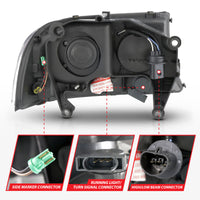 ANZO 97-04 Dodge Dakota/Durango Crystal headlight Set w/ Light Bar Black Housing - Burkken Auto Parts