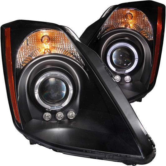 ANZO 2003-2005 Nissan 350Z Projector Headlights w/ Halo Black - Burkken Auto Parts
