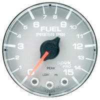 Autometer Spek-Pro Gauge Fuel Press 2 1/16in 15psi Stepper Motor W/Peak & Warn Slvr/Chrm - Burkken Auto Parts