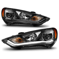 ANZO 2013-2015 Hyundai Genesis Projector Headlights w/ Plank Style Design Black (HID Compatible) - Burkken Auto Parts