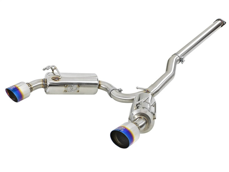 aFe Takeda 3in. to 2.5in. 304 SS C/B Exhaust 08-15 Mitsubishi EVO I4-2.0L (t) - Blue Flamed Tips - Burkken Auto Parts