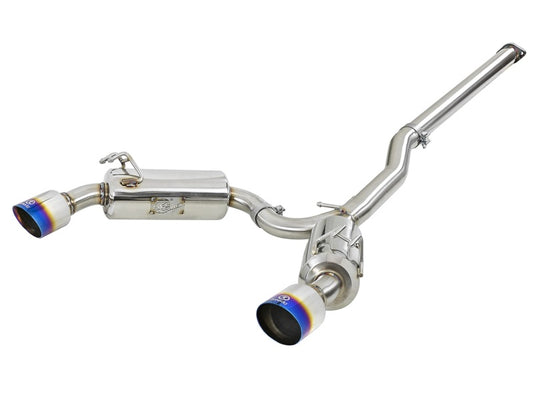 aFe Takeda 3in. to 2.5in. 304 SS C/B Exhaust 08-15 Mitsubishi EVO I4-2.0L (t) - Blue Flamed Tips - Burkken Auto Parts