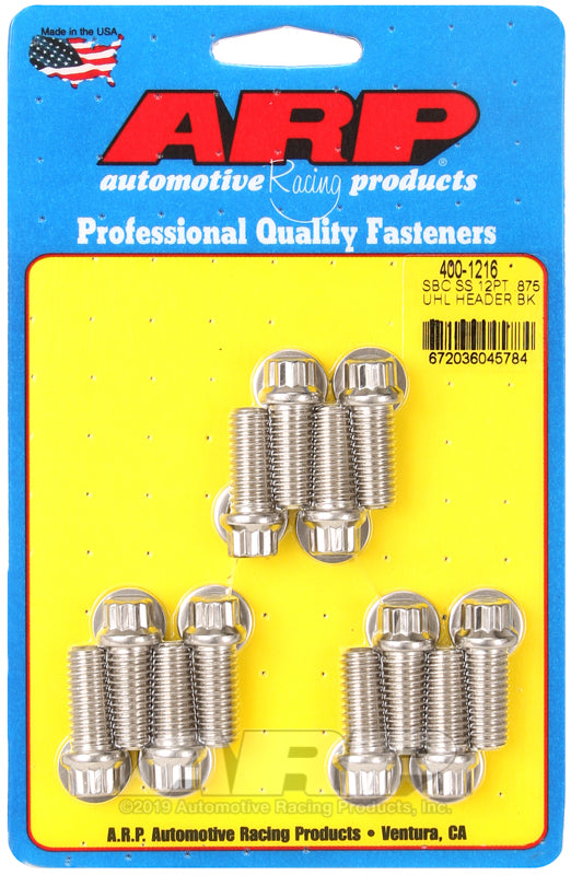 ARP Chevrolet Small Block SS 12pt .875in UHL Header Bolt Kit - Polished - Burkken Auto Parts
