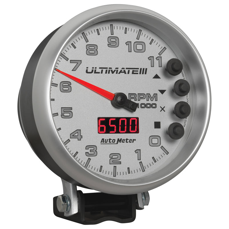 Autometer 5 inch Ultimate III Playback Tachometer 11000 RPM - Silver - Burkken Auto Parts