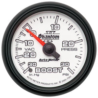 Autometer Phantom II 52.4mm Mechanical Vacuum / Boost Gauge 30 In. HG/30 PSI - Burkken Auto Parts