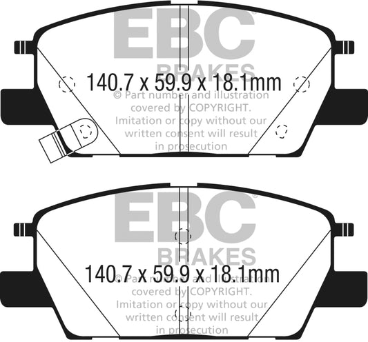 EBC 2016+ Chevrolet Malibu 1.5L Turbo (Elec PB) Greenstuff Front Brake Pads - Burkken Auto Parts