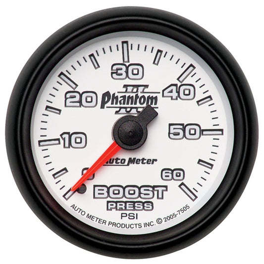 Autometer Phantom II 52.4mm Mechanical 0-60 PSI Boost Gauge - Burkken Auto Parts