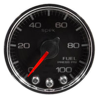 Autometer Spek-Pro Gauge Fuel Press 2 1/16in 100psi Stepper Motor W/Peak & Warn Blk/Chrm - Burkken Auto Parts