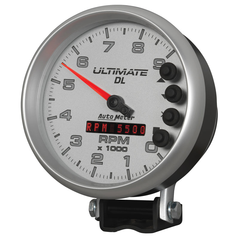 AutoMeter Gauge Tach 5in. 9K RPM Pedestal Datalogging Ultimate Dl Playback Silver - Burkken Auto Parts