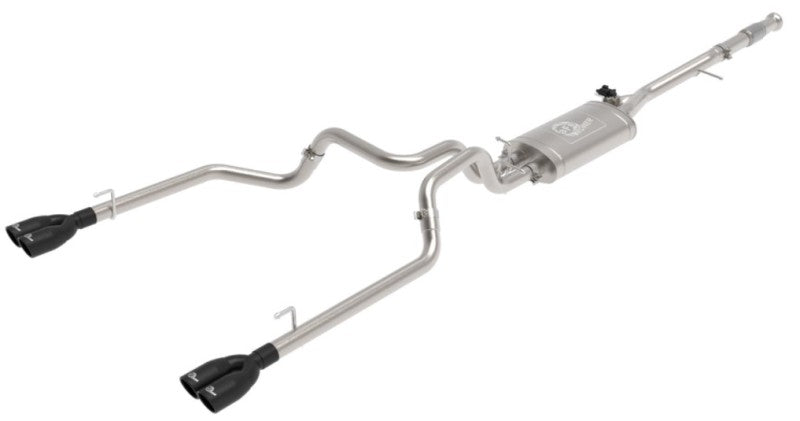 aFe Gemini XV 3in 304 SS Cat-Back Exhaust w/ Cutout 19-21 GM Silverado/Sierra 1500 V8- w/ Black Tips - Burkken Auto Parts
