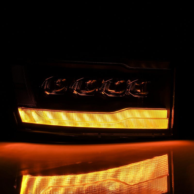 AlphaRex 06-08 Dodge Ram 1500HD NOVA LED ProjHeadlights Plank Style Blk w/Seq Signal/DRL/Amber LED - Burkken Auto Parts