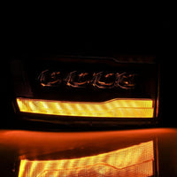 AlphaRex 06-08 Dodge Ram 1500HD NOVA LED ProjHeadlights Plank Style Blk w/Seq Signal/DRL/Amber LED - Burkken Auto Parts