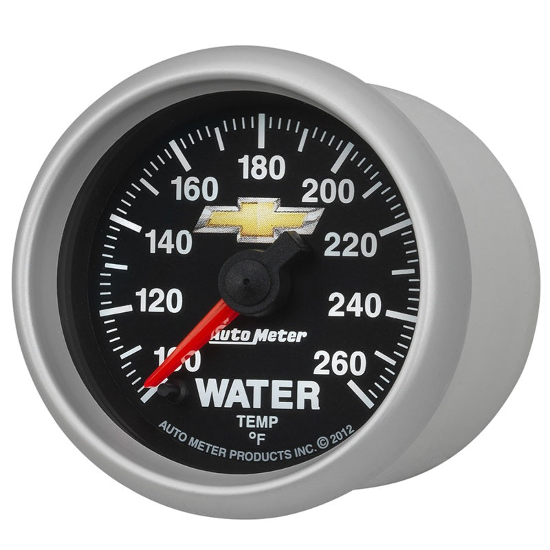 AutoMeter Gauge Water Temp 2-1/16in. 100-260 Deg. F Digital Stepper Motor Chevy Gold Bowtie - Burkken Auto Parts