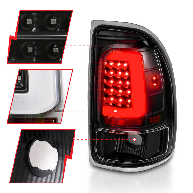 ANZO 1997-2004 Dodge Dakota LED Taillights Black Housing Clear Lens Pair - Burkken Auto Parts