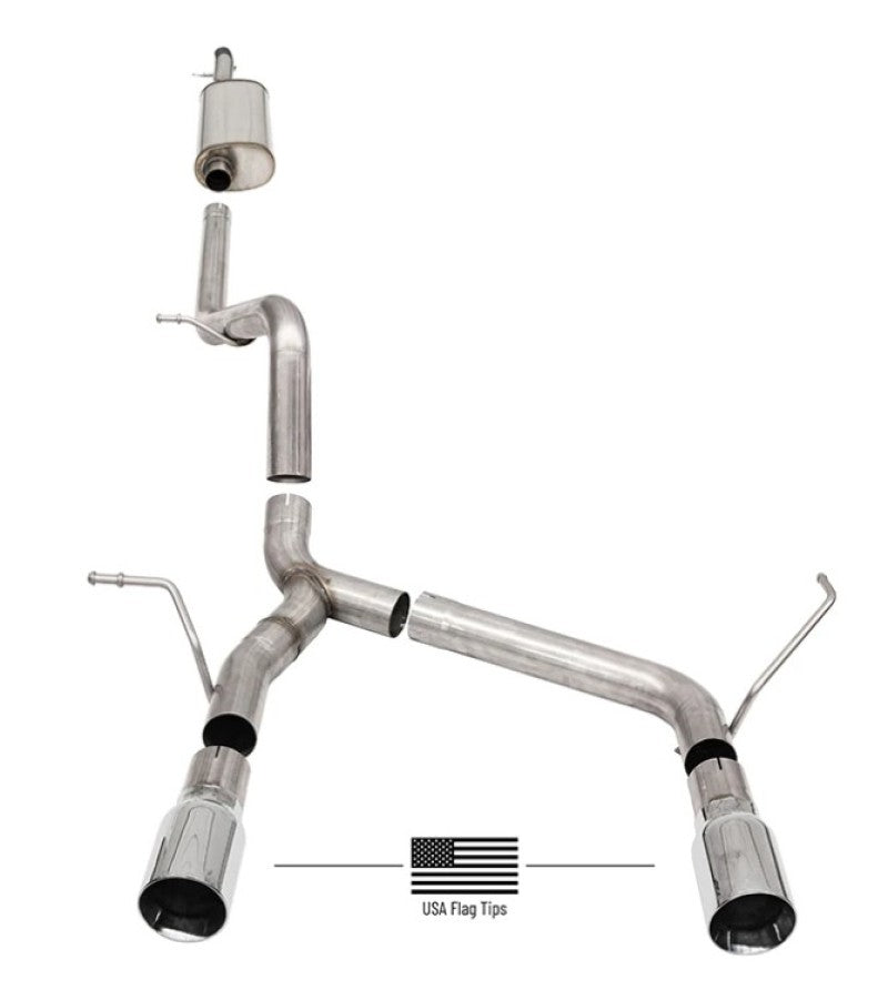Corsa 2018-2025 Jeep Wrangler JLU 3.6L 2.75in Sport Cat-Back Exhaust w/ American Flag Tips - Burkken Auto Parts
