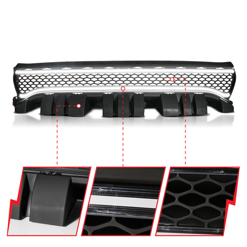 ANZO 15-23 Dodge Charger Black LED Grille w/ Initiation & Running Light/DRL Bar - Burkken Auto Parts