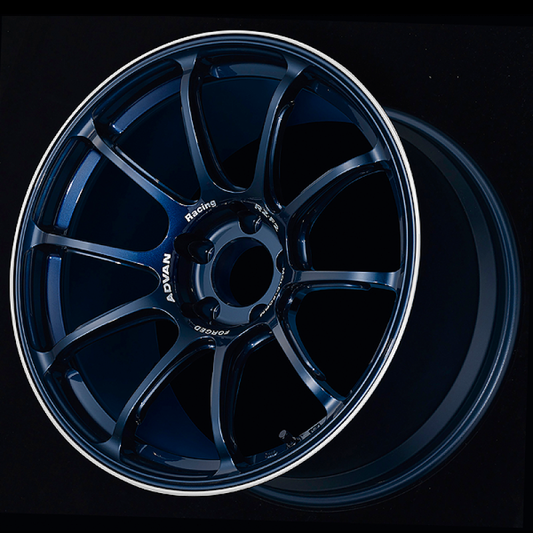 Advan RZ-F2 18x10.5 +15 5-114.3 Racing Titanium Blue and Ring Wheel - Burkken Auto Parts