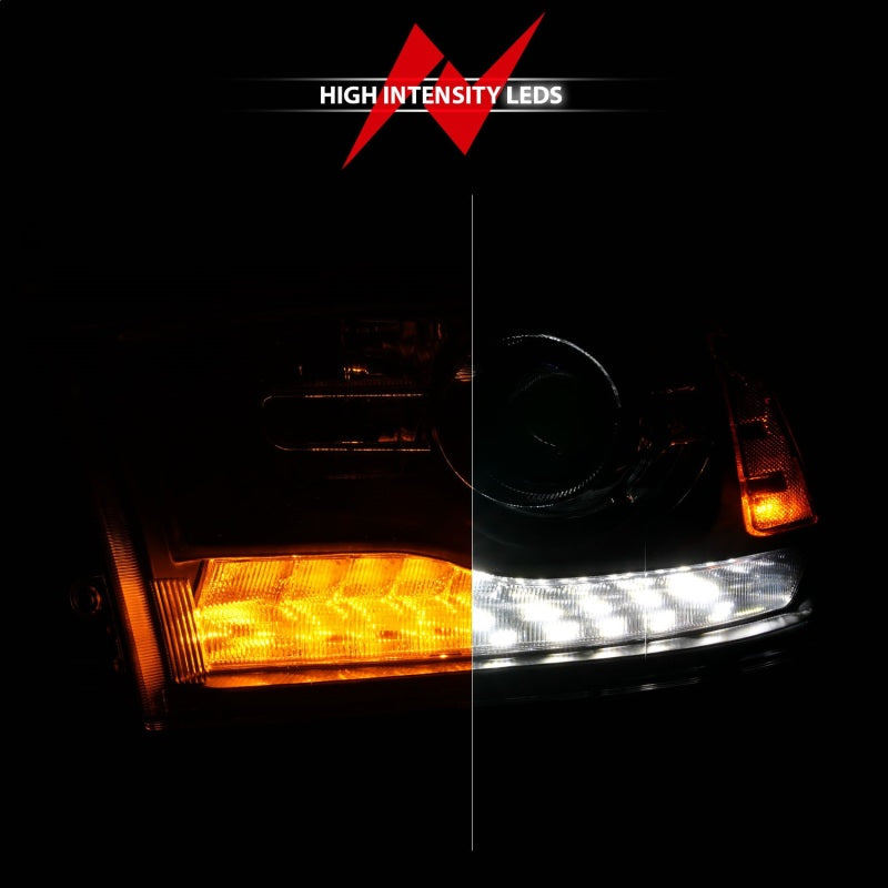 ANZO 09-18 Dodge Ram 1500/2500/3500 LED Plank Style Headlights Switchback + Sequential - Matte Black - Burkken Auto Parts