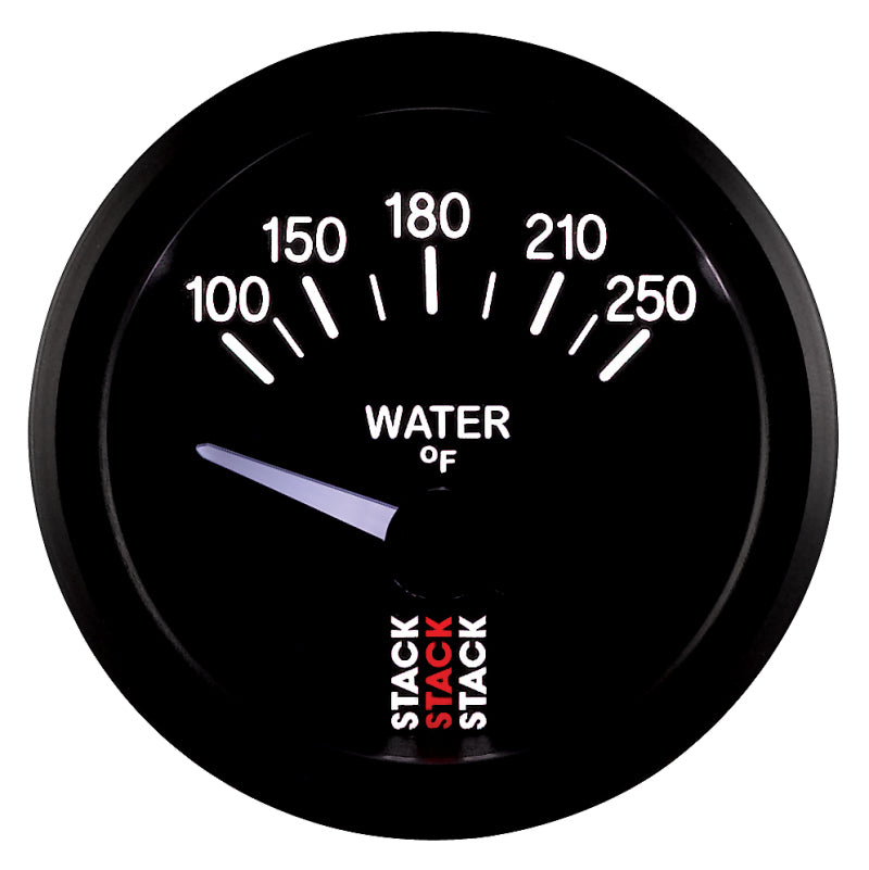 Autometer Stack 52mm 100-250 Deg F 1/8in NPTF Electric Water Temp Gauge - Black - Burkken Auto Parts