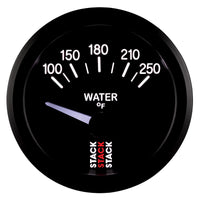 Autometer Stack 52mm 100-250 Deg F 1/8in NPTF Electric Water Temp Gauge - Black - Burkken Auto Parts