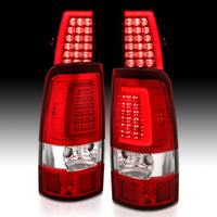 ANZO 2003-2006 Chevy Silverado 1500 LED Taillights Plank Style Chrome With Red/Clear Lens - Burkken Auto Parts