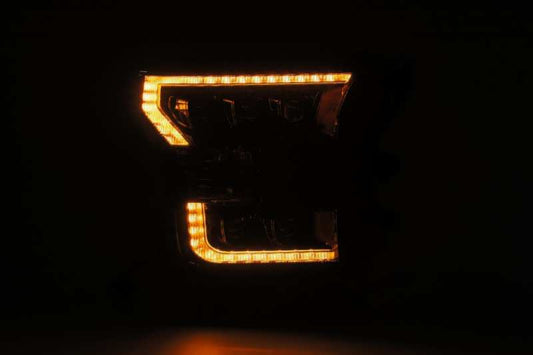 AlphaRex 17-20 Ford Raptor NOVA LED Proj Headlights Plank Style Alpha Black w/Activ Light/Seq Signal - Burkken Auto Parts
