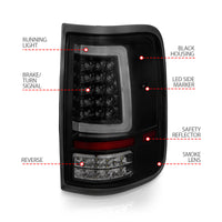 ANZO 2004-2006 Ford F-150 LED Tail Lights w/ Light Bar Black Housing Smoke Lens - Burkken Auto Parts