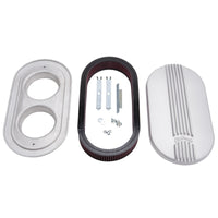 Edelbrock Air Cleaner Classic Series Oval Aluminum 17 5In X 9 35In X 4 45In Dual Carburetor - Burkken Auto Parts