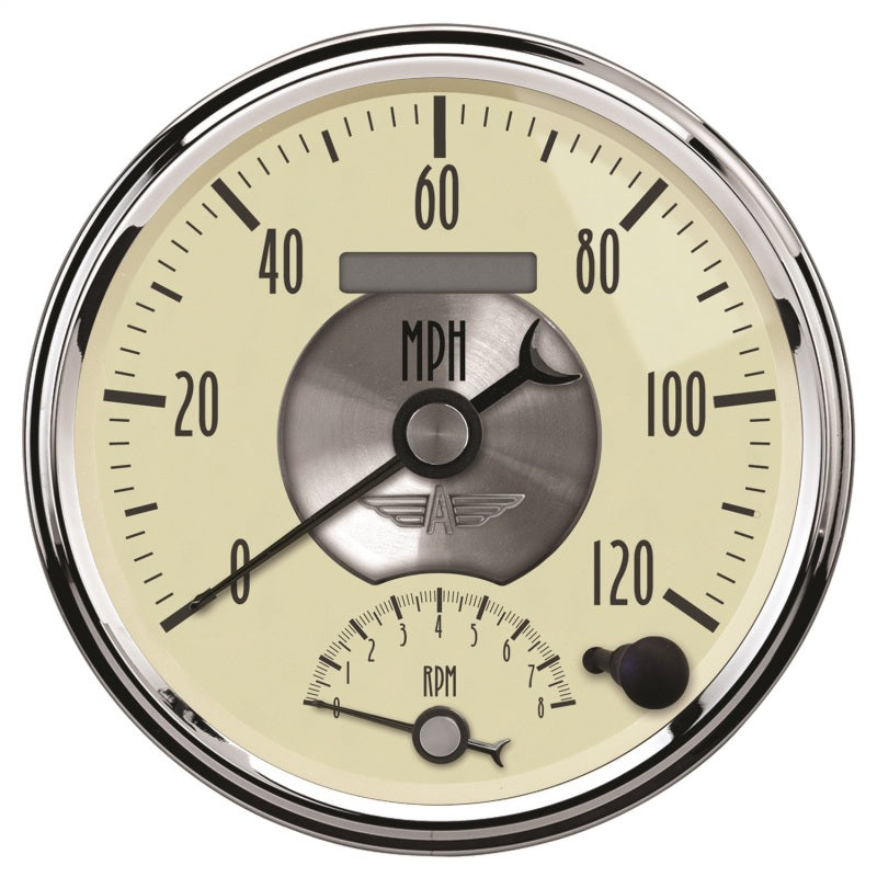 AutoMeter Gauge Tach/Speedo 5in. 120MPH & 8K RPM Elec. Program. Prestige Antq. Ivory - Burkken Auto Parts