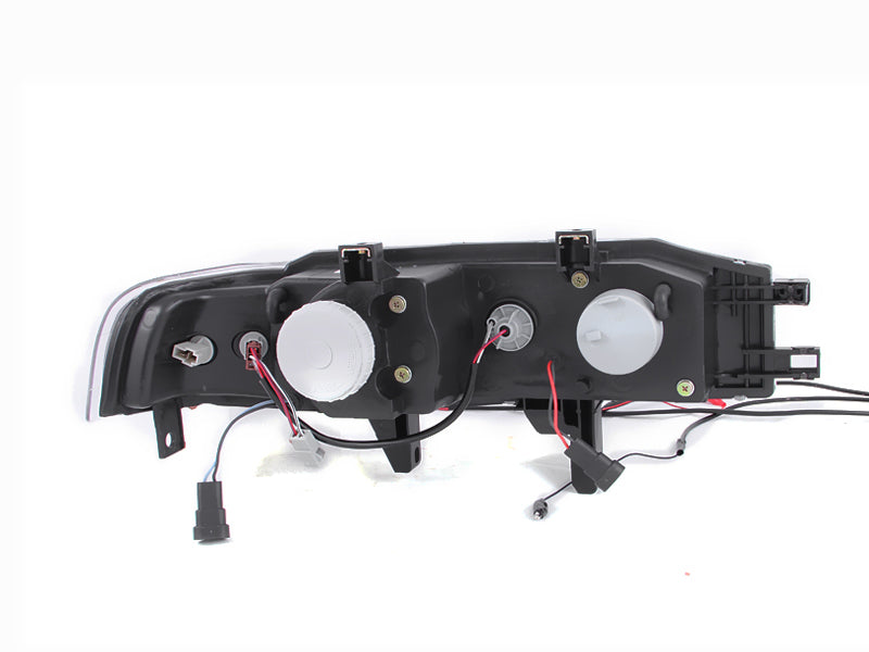 ANZO 1990-1993 Honda Accord Projector Headlights w/ Halo Black 1pc - Burkken Auto Parts