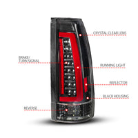 ANZO 88-99 Chevy/GMC C/K1500/2500/3500 Full LED Light Tube Taillights Black Housing Clear Lens - Burkken Auto Parts