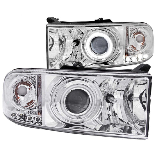 ANZO 1994-2001 Dodge Ram Projector Headlights w/ Halo Chrome - Burkken Auto Parts